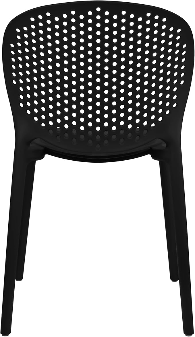 2xhome Set of 3 Patio Dining Chairs | Modern Stackable Outdoor Pool Side Chair | Weather Resistant Plastic for Yard, Porch, Balcony, Kitchen, Black - Image 8