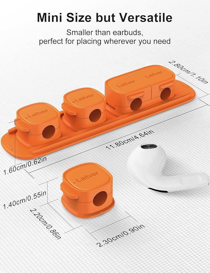 6 Pack Magnetic Cable Clips, Laitver Cord Organizer Holder Strong Adhesive Desk - Image 8