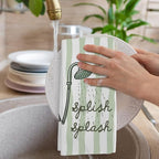 Sage Green Hand Towels for Bathroom Set of 2, Splish Splash Bathtub Dish Tea - Image 4