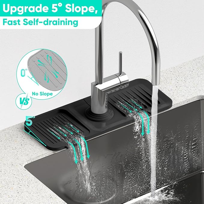 14.6'' Faucet Mat for Kitchen Sink Kitchen Sink Splash Guard Silicone Kitchen - Image 3