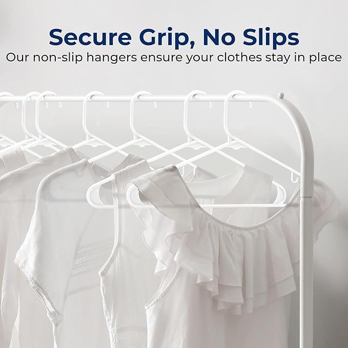 SereneLife 100 Pack Plastic Hangers, Space-Saving Closet Organizers, Durable - Image 3