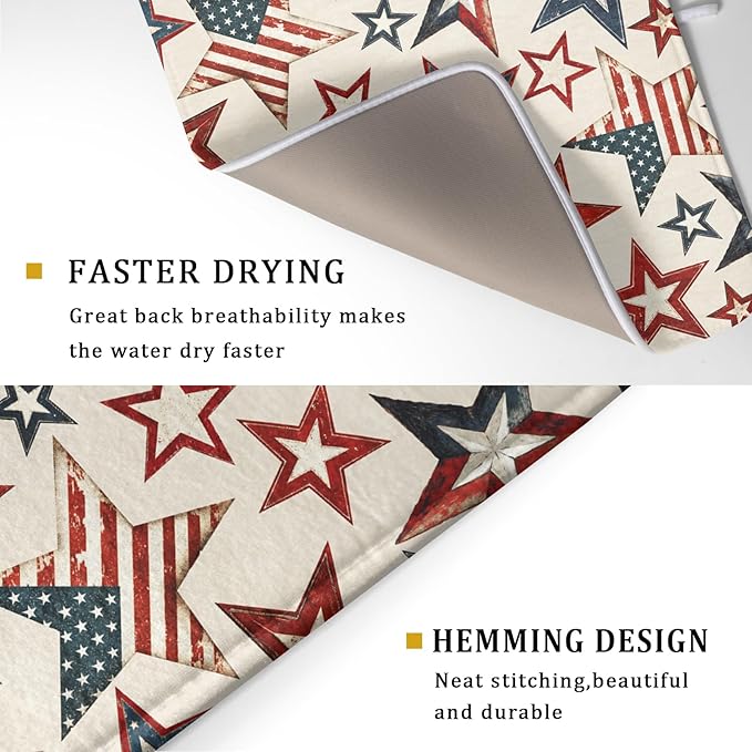 Flag Stars Stripes Patriotic 4th of July Dish Drying Pad 18 x 24 Inch - Image 3