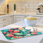 Tarity Green Leaves Red Strawberries Dish Drying Mat - Image 6