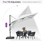 PURPLE LEAF 9 Feet Patio Umbrella with Base Outdoor Cantilever Square Umbrella Aluminum Offset Umbrella with 360-degree Rotation for Garden Deck Pool Patio White - Image 6