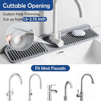 24"Longer Silicone Faucet Mat For Kitchen Sink Splash Guard -7° Slope Snap - Image 6