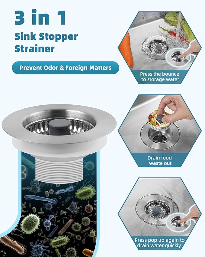 Hygie Rinse All Metal Sink Drain Strainer - Image 4