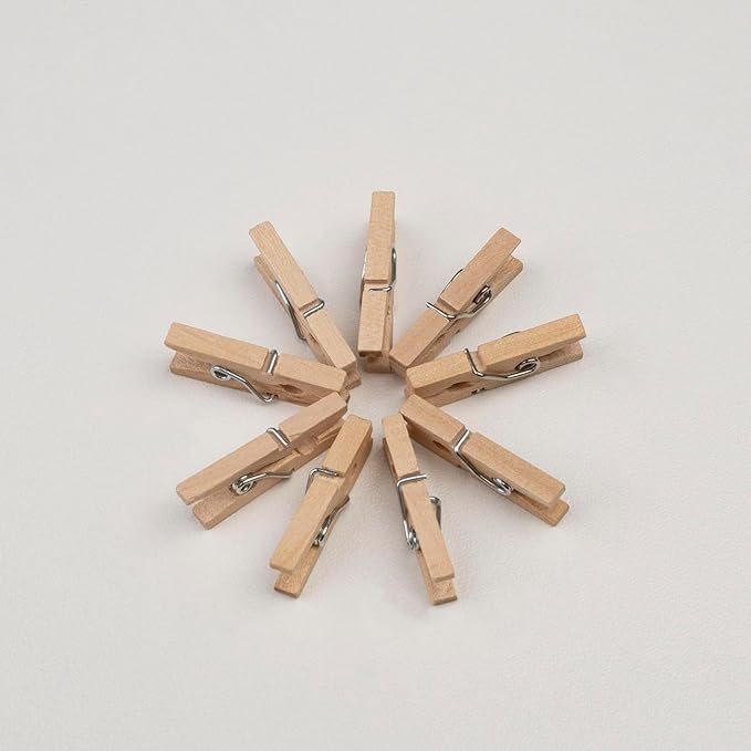 Wooden Clothes Pins, Natural Wood, 50 Pack, 1 Inch, Mini Wooden Rust Resistant - Image 5