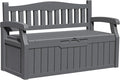 Greesum 80 Gallon Outdoor Storage Bench, Resin Patio Furniture with Armrest,Waterproof and UV-Resistant, Perfect to Garden, Poolside and Lawn, Dark Grey by BuynowfromGreesum