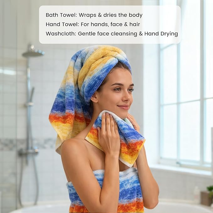 SEMAXE Colorful Bath Towel Set, 100% Cotton Bathroom Towels - Image 7
