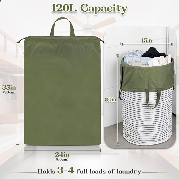 Heavy Duty Nylon Laundry Bag, Extra Large Sleeping Bag Storage Sack, Drawstring - Image 2