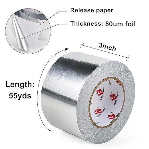 BOMEI PACK Aluminum Foil Tape, Heavy Duty Metal Duct Tape, High Temperature - Image 2
