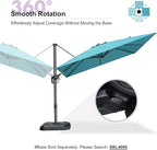 PURPLE LEAF Cantilever Umbrella with Base 9 Feet Patio Outdoor Aluminum Offset Umbrella with 360-degree Rotation for Garden Deck Pool Patio Turquoise Blue - Image 9