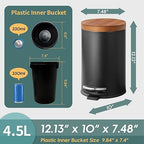 SunnyPoint Elite Bamboo Lid 4.5 Liter / 1.2 Gallon Round Trash Can - Image 5
