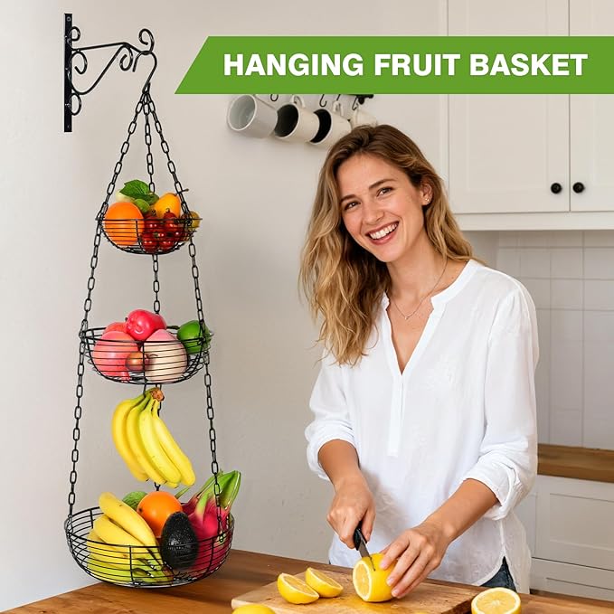 HULISEN 3 Tier Hanging Fruit Basket - Image 2