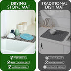 Stone Dish Drying Mat for Kitchen Counter, Large Dark Gray Foldable - Image 6