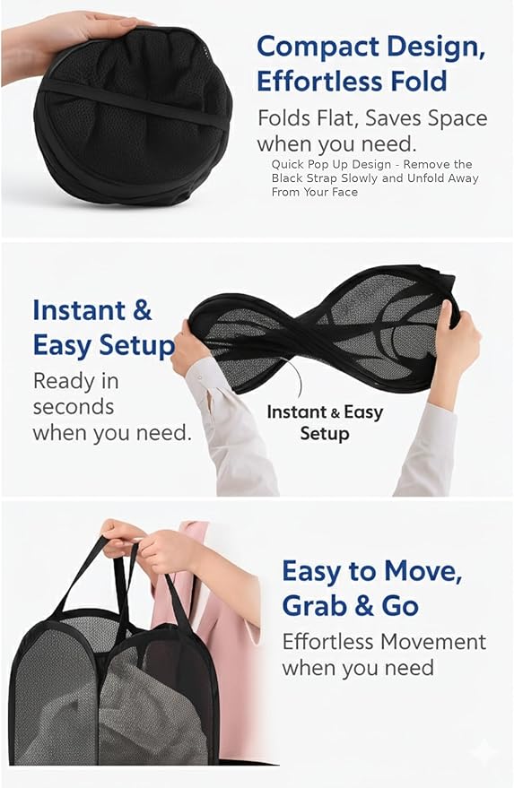 2-in-1 hanging laundry hamper Bag + Pop-up mesh laundry basket, XL Over the - Image 6