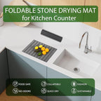 Stone Dish Drying Mat for Kitchen Counter, Large Dark Gray Foldable - Image 8