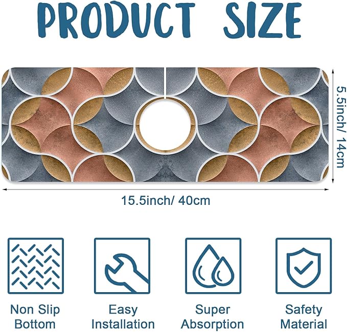 Geometric Printing Sink Faucet Absorbing Mat Ceramic Tile Texture Super - Image 2