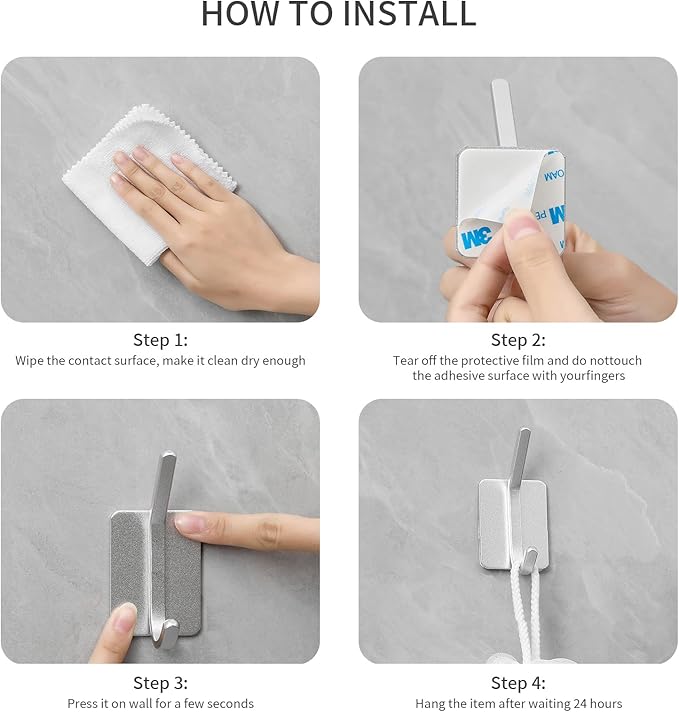 Paoli Heavy-Duty Adhesive Coat Hooks, Self-Adhesive Hooks, Maximum Load - Image 4