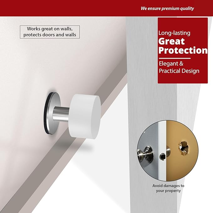 2 Pack Door Stoppers Stop with Extra Stickers, Self-Adhesive Door Stops with - Image 2