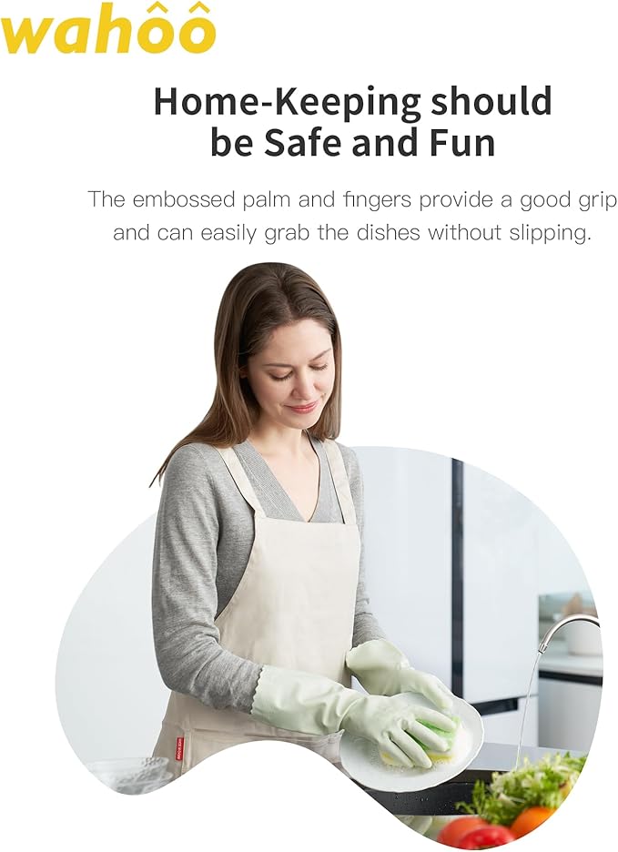 wahoo Skin-Friendly Cleaning Gloves, Reusable Dishwashing Gloves - Image 4