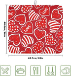 Valentines Day Dish Drying Mat for Kitchen Counter Red Polka Dot Stripe Love - Image 2