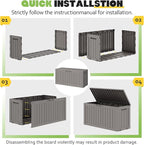 Outdoor Storage Box, Resin Deck Boxes Indoor and outdoor, Waterproof Storage Box Lockable Lid (Grey, 75 Gallon) - Image 7