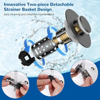 Hibbent Upgraded 3 in 1 Bathroom Sink Drain Strainer, Universal Pop Up Stopper - Image 4