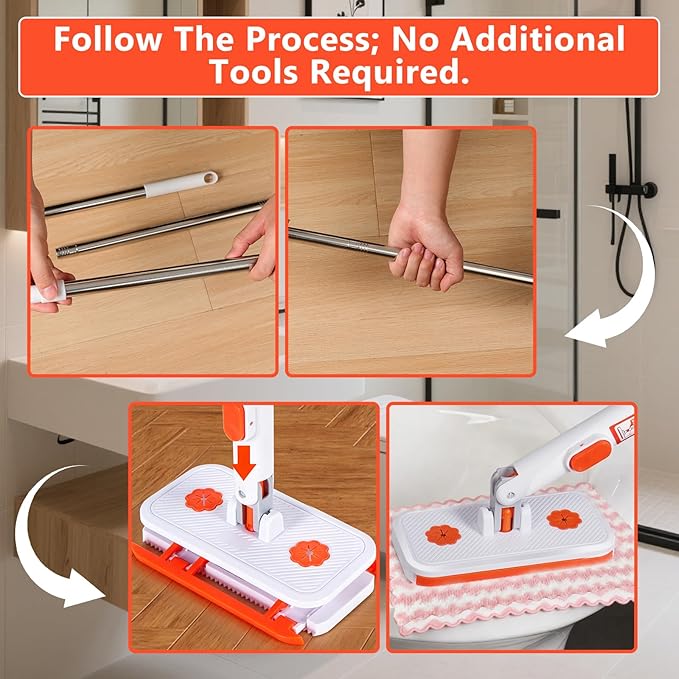Snap Grip Mini Mop Set, Lazy Mop Automatic Gripping, Convenient Cloth Changing - Image 3