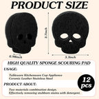 Tioncy 12 Pack Skull Sponges Bulk Gothic Dual Sided Scrubber Black Skull - Image 3
