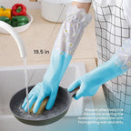 KAQ Dishwashing Cleaning Gloves 3 Pairs-Reusable Cotton Liner Rubber Gloves - Image 2