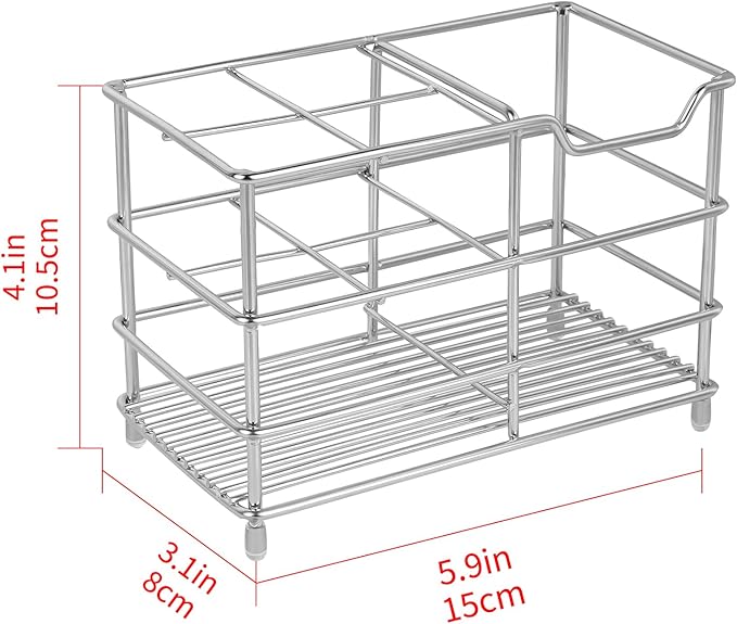 Stainless Steel Toothbrush Holder Stand, 5 Slots Toothpaste Holder - Image 2