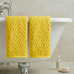 Artoid Mode 2 Pcs Yellow 3D Diamond Grid Jacquard Hand Towels - Image 4