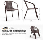 VINGLI PE Rattan Outdoor Dining Chairs Set of 1, Plastic Stackable Patio Chairs for Indoor, Porch, Restaurant, Garden, Brown - Image 3