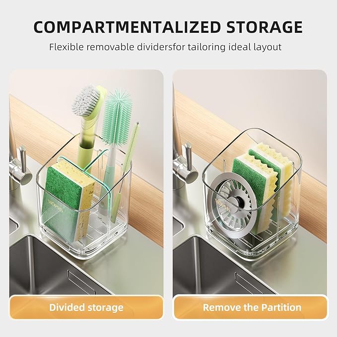 Minimalist Sponge Holder for Kitchen Sink, 3 Slots Sink Caddy - Image 2