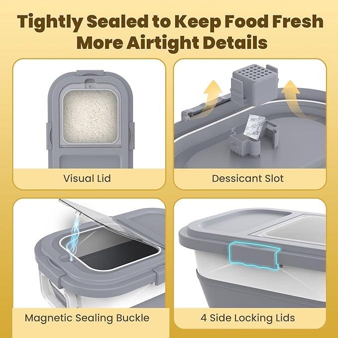 HOYTAMDA 20-30Lbs Rice Container, Collapsible Airtight Food Storage Containers - Image 5