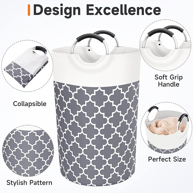 Large Laundry Basket Laundry Hamper Bag Washing Bin Clothes Bag Collapsible Tall - Image 3