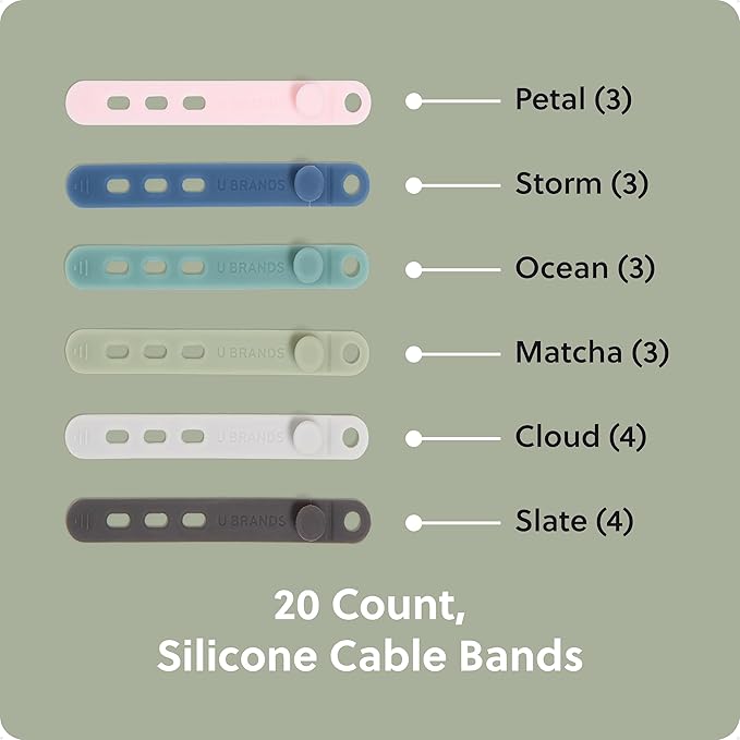 U Brands Silicone Cord Organizer Cable Clips, Cable Management, Office Desk - Image 2