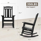 LUE BONA Rocking Chair Outdoor, Weather Resistant Poly Plastic Rocker Chairs, 350lb Heavy Duty, Oversized Porch for Adult, High Back Smooth Chairs Outdoor & Indoor, Black - Image 2