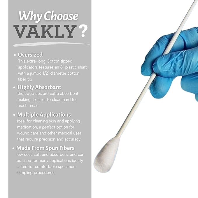 Vakly Large Oversized Swabs Extra-long 8" Cotton Tipped Applicators - Image 3