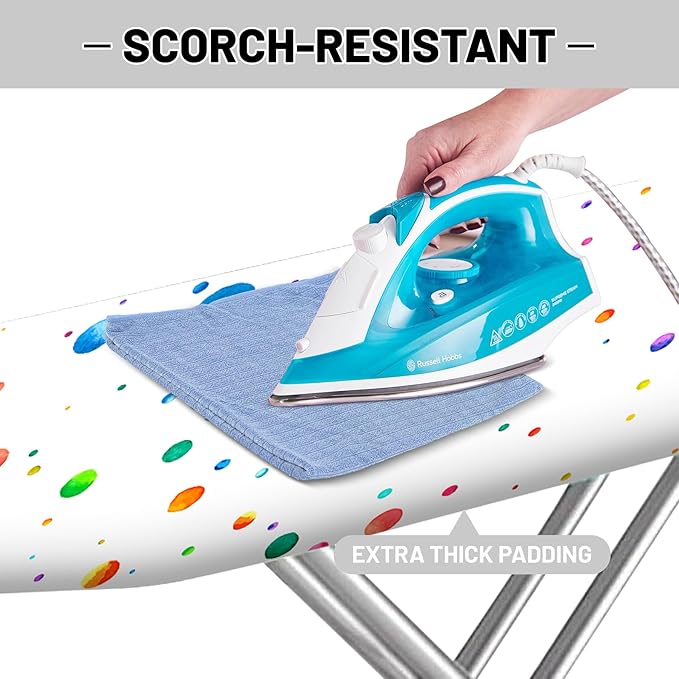 Extra Thick Ironing Board Cover and Pad, Colorful Polka Dot 15x54 Ironing Board - Image 4