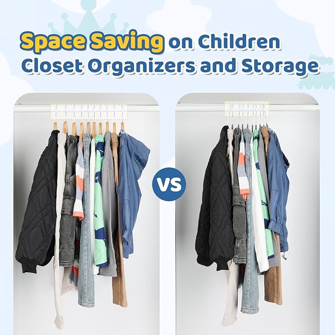 Smartor Premium 14 Inch Kids Hangers 50 Pack, Non Slip, Space Saving Felt - Image 3