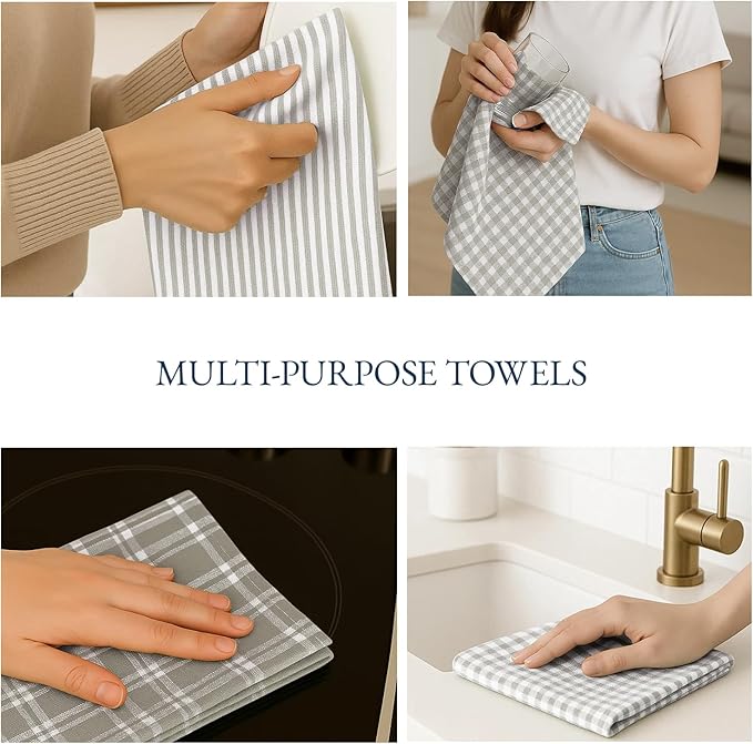 LANE LINEN Cotton Kitchen Towels Set, Quick-Drying Dish Towels, Tea Towels - Image 9