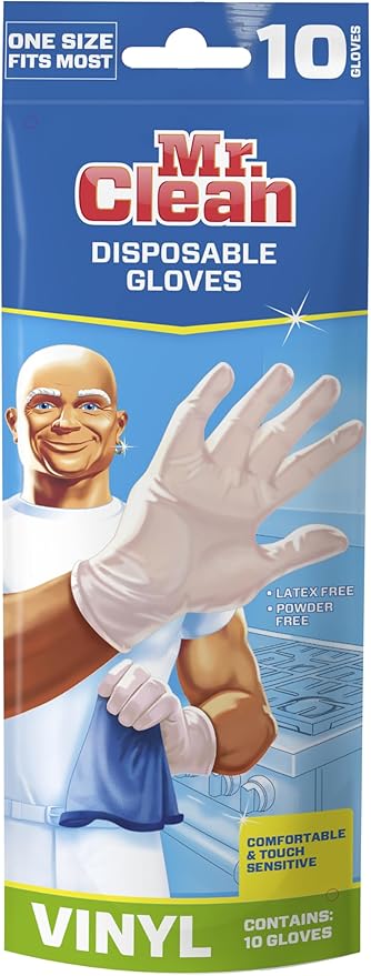 Mr. Clean Vinyl Gloves Disposable Single Use Latex Powder & BPA-Free - Image 3