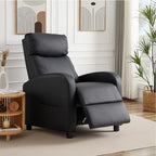 Sweetcrispy Recliner Chair PU Leather Recliner Sofa No Massage, Home Theater Seating with Lumbar Support, Adjustable Push Back Overstuffed High-Density Sponge Reclining for Living Room, Black - Image 2