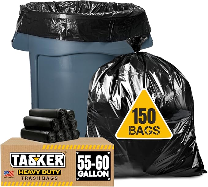 Tasker 55-60 Gallon Trash Bags Heavy Duty | Mega ValuePack 150 Bags | Large by Tasker