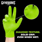 GLOVEWORKS HD Green Gloves, 8 Mil Nitrile Disposable Heavy Duty Raised Diamond - Image 5