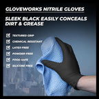 GLOVEWORKS Black Nitrile Gloves 5 Mil Disposable, Latex Free, Textured Grip - Image 6