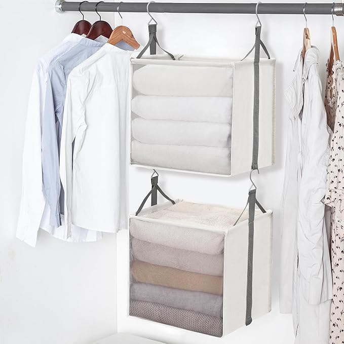 STORAGE MANIAC 2-Shelf Hanging Closet Organizer, Cloth Hanging Closet Shelf - Image 6
