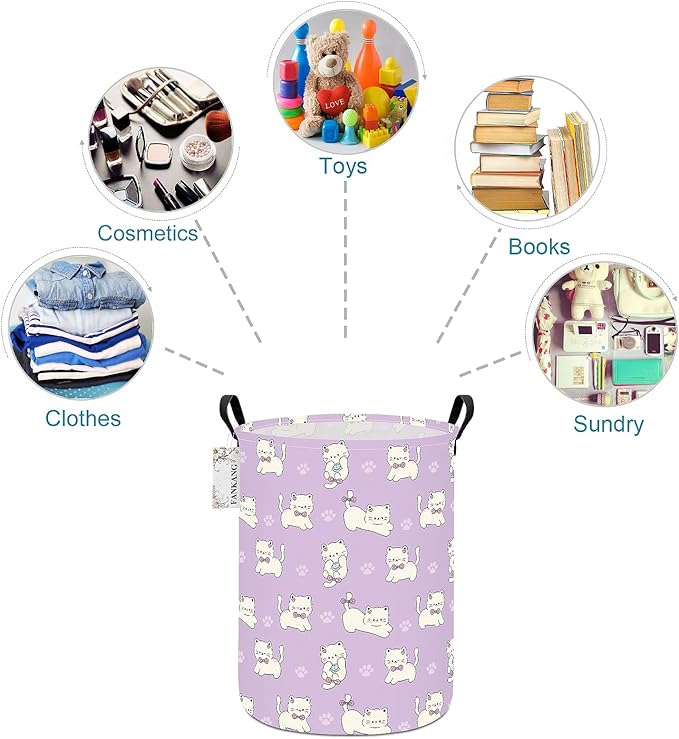 FANKANG Storage Basket, Nursery Hamper Canvas Laundry Basket Foldable - Image 7